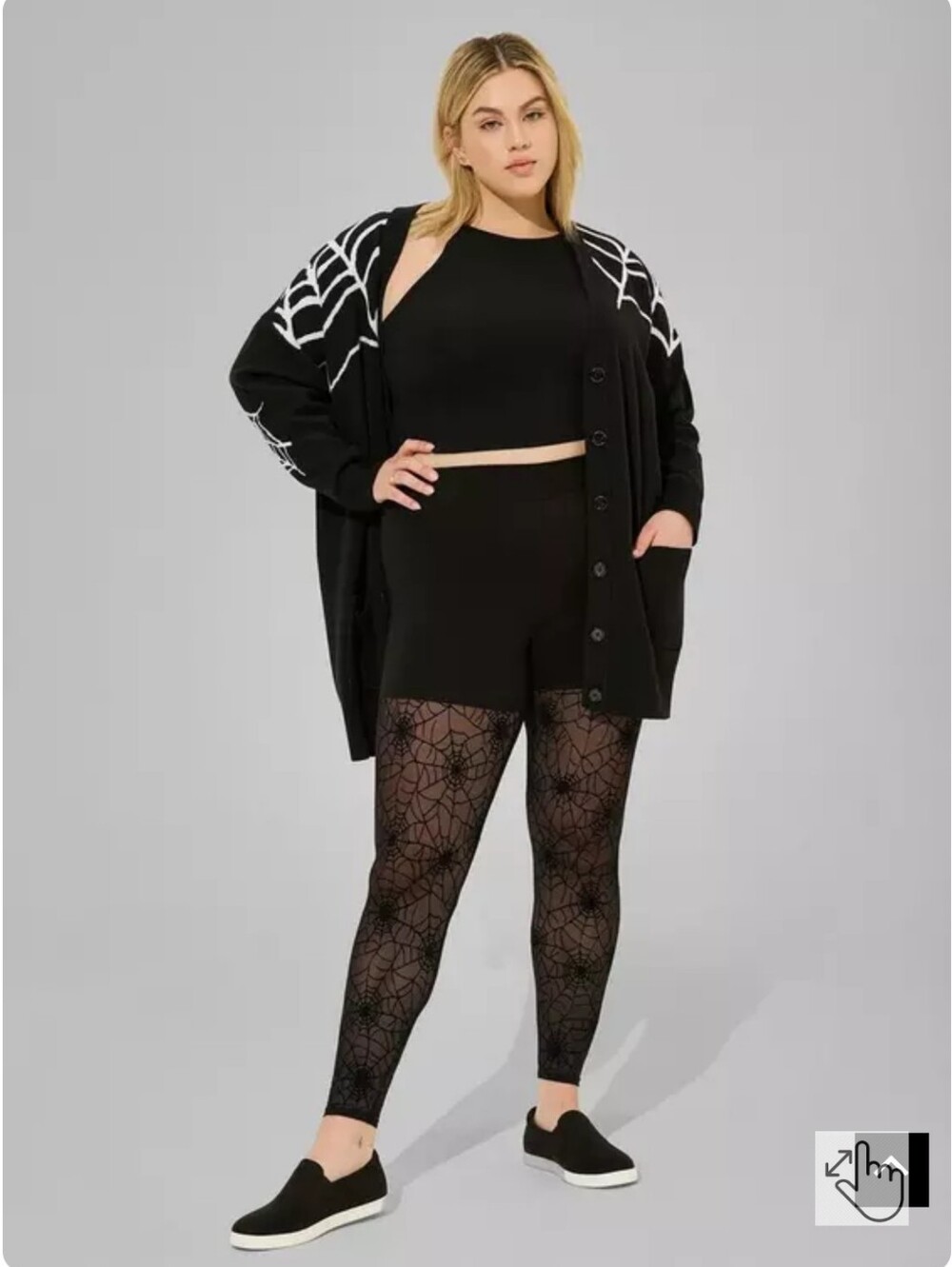 torrid Black Spiderweb Pattern Leggings Sz 0 L 12 - Picture 2 of 6
